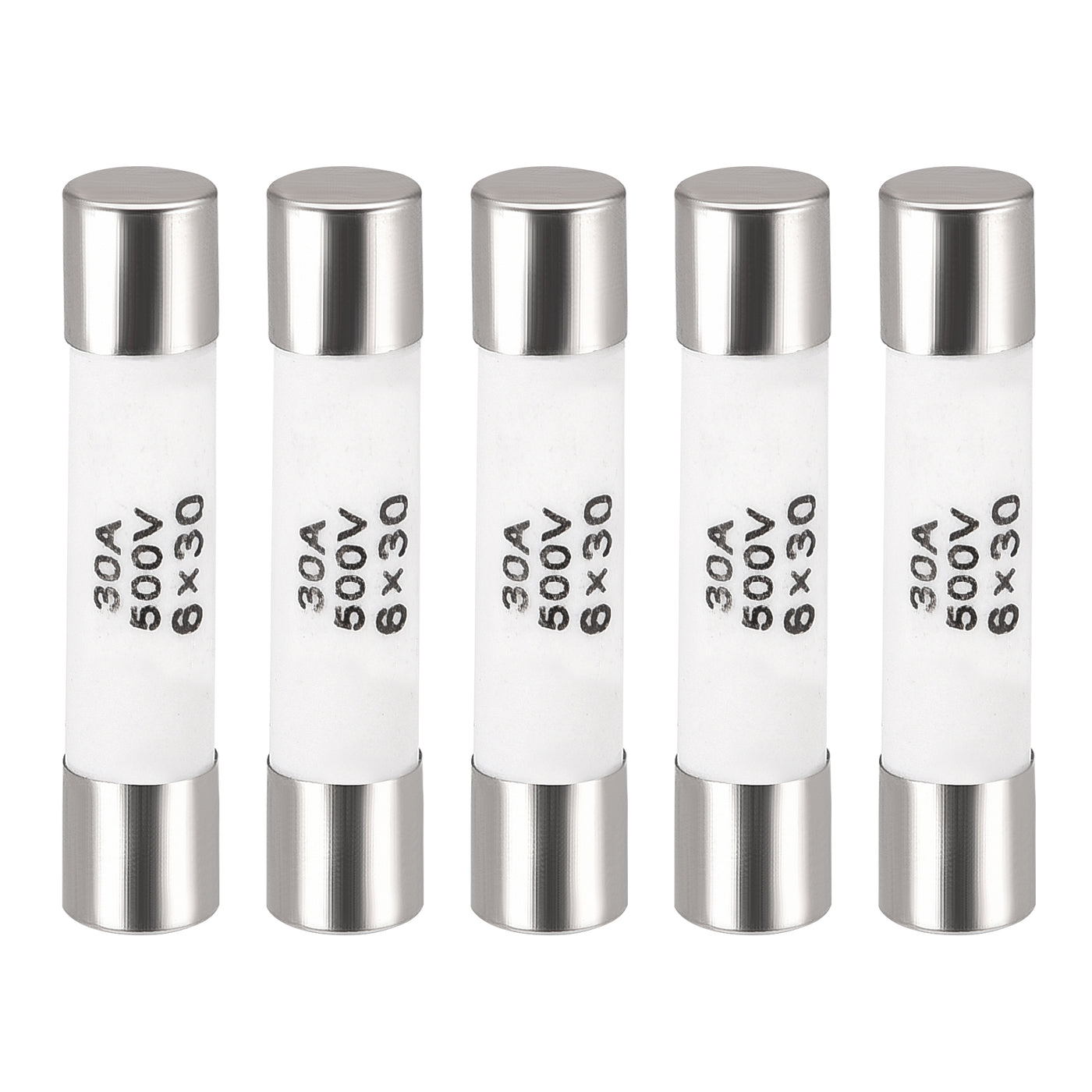 uxcell Uxcell Ceramic Cartridge Fuses 30A 500V 6x30mm Fast Blow for Energy Saving Lamp 5pcs