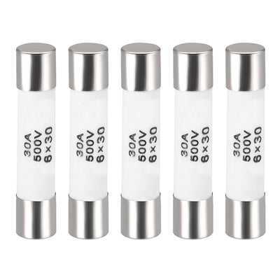 Harfington Uxcell Ceramic Cartridge Fuses 30A 500V 6x30mm Fast Blow for Energy Saving Lamp 5pcs
