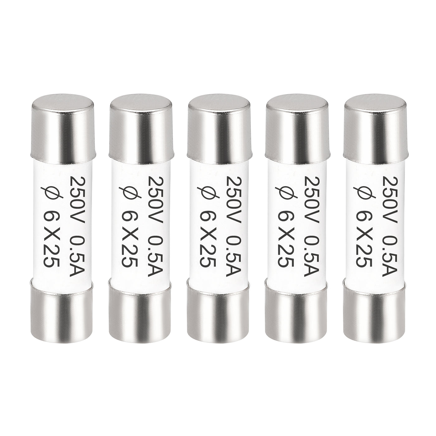 uxcell Uxcell Ceramic Cartridge Fuses 0.5A 250V 6x25mm Fast Blow for Energy Saving Lamp 5pcs