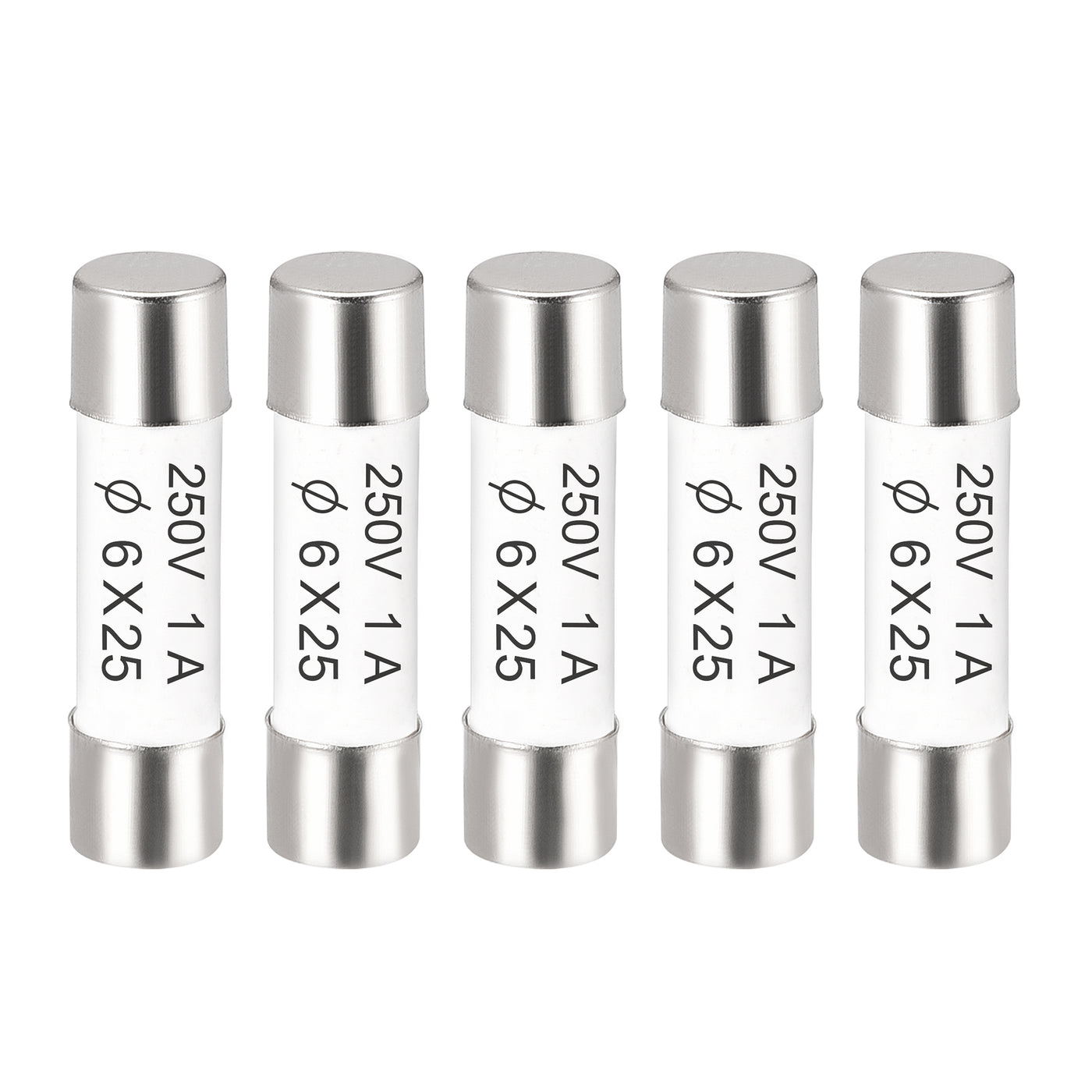 uxcell Uxcell Ceramic Cartridge Fuses 1A 250V 6x25mm Fast Blow for Energy Saving Lamp 5pcs