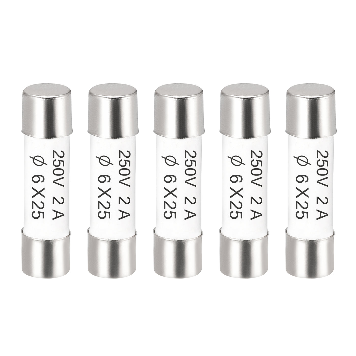 uxcell Uxcell Ceramic Cartridge Fuses 2A 250V 6x25mm Fast Blow for Energy Saving Lamp 5pcs