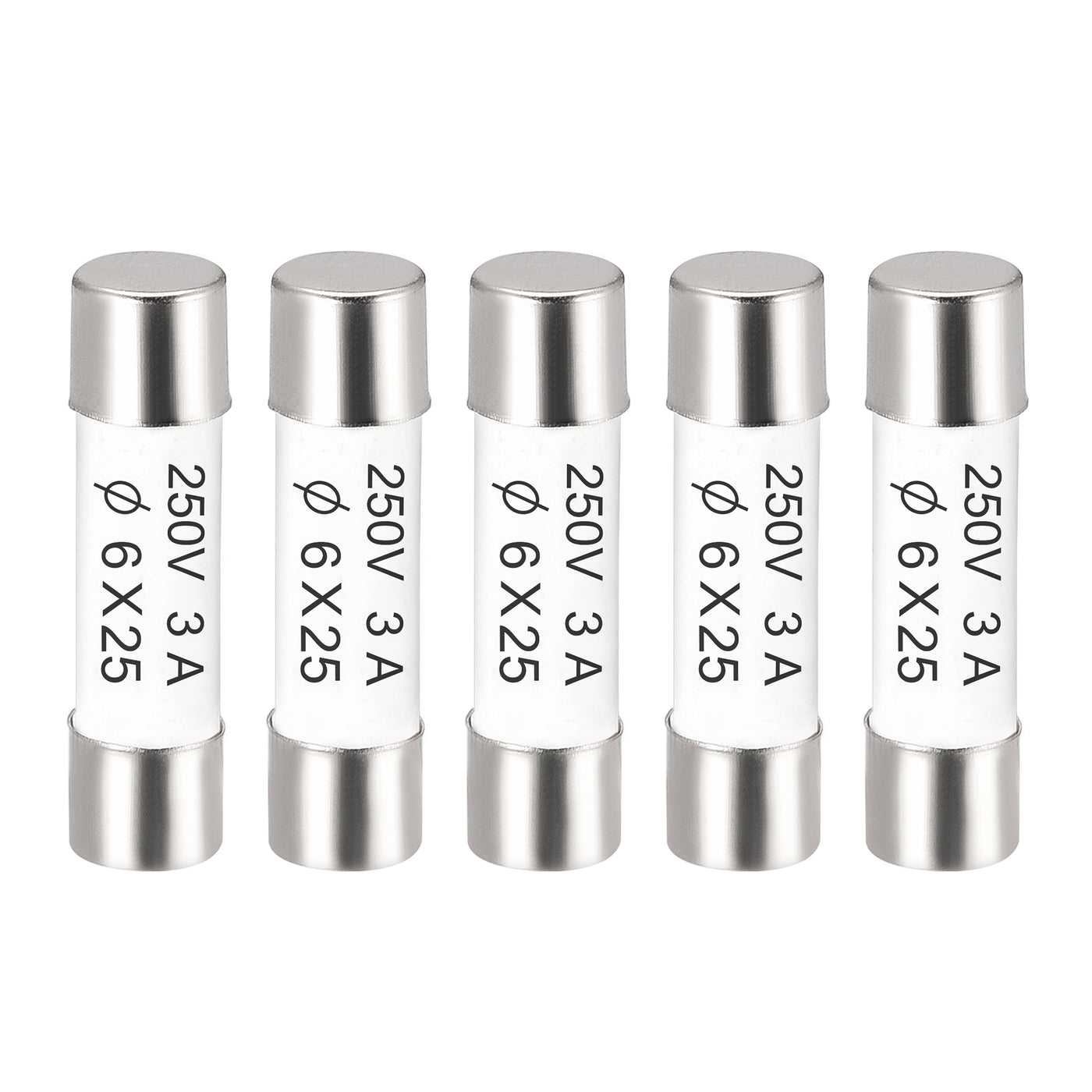 uxcell Uxcell Ceramic Cartridge Fuses 3A 250V 6x25mm Fast Blow for Energy Saving Lamp 5pcs