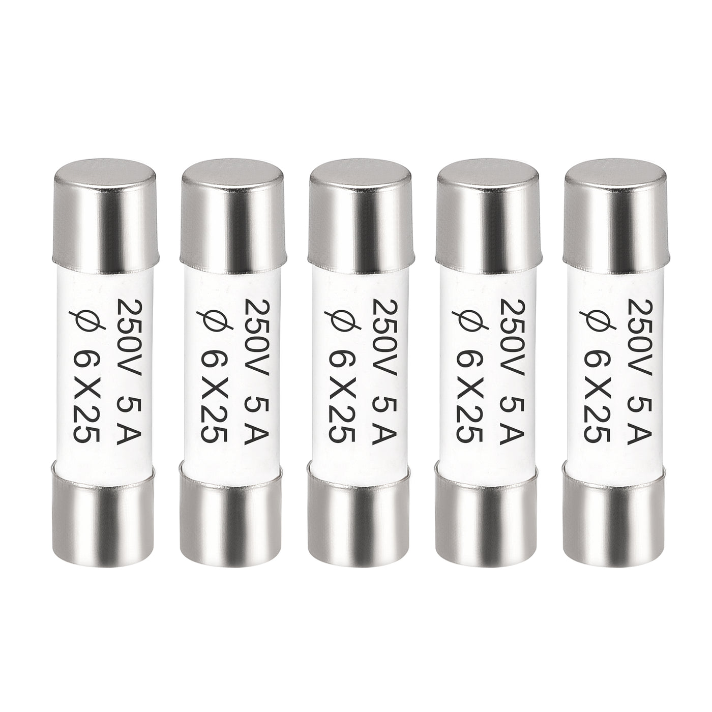 uxcell Uxcell Ceramic Cartridge Fuses 5A 250V 6x25mm Fast Blow for Energy Saving Lamp 5pcs