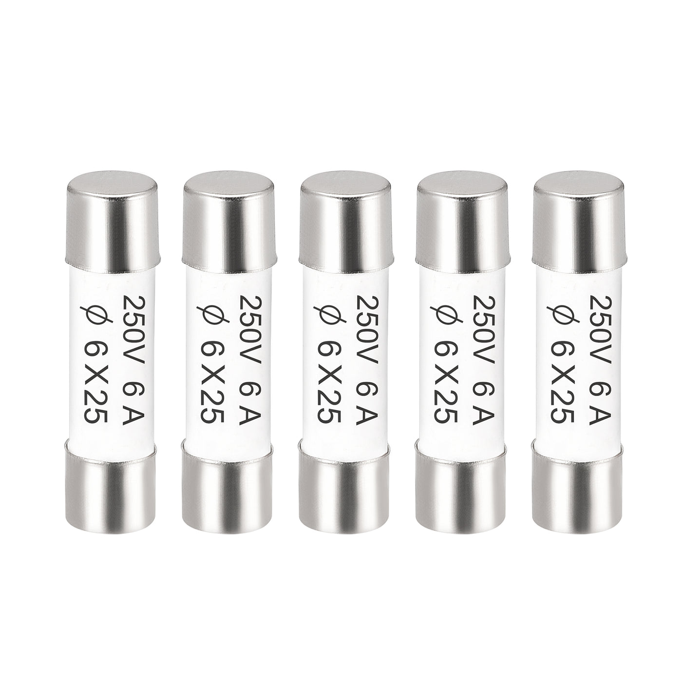 uxcell Uxcell Ceramic Cartridge Fuses 6A 250V 6x25mm Fast Blow for Energy Saving Lamp 5pcs