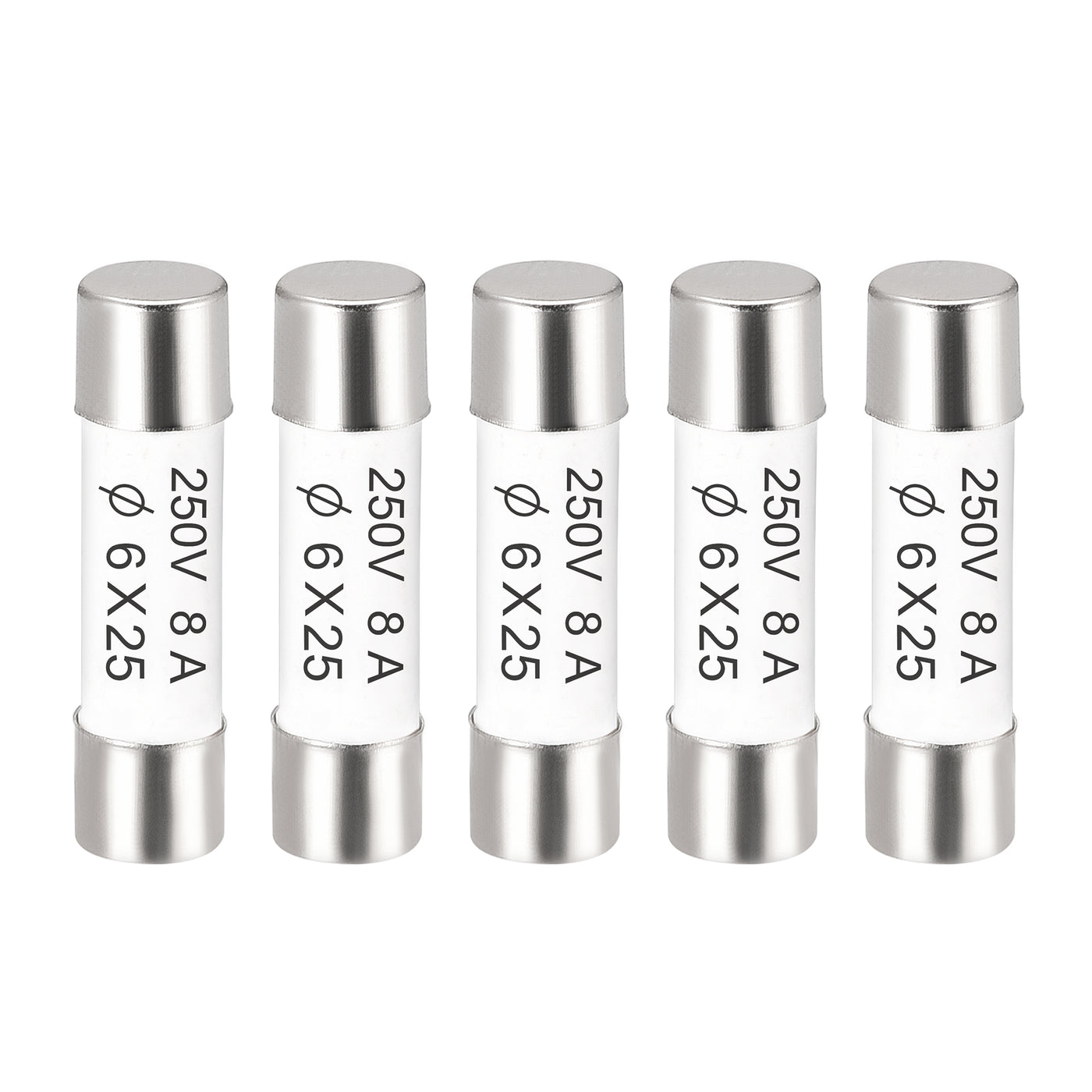 uxcell Uxcell Ceramic Cartridge Fuses 8A 250V 6x25mm Fast Blow for Energy Saving Lamp 5pcs
