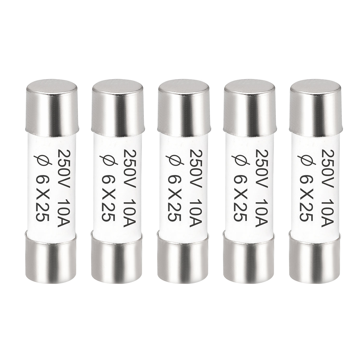 uxcell Uxcell Ceramic Cartridge Fuses 10A 250V 6x25mm Fast Blow for Energy Saving Lamp 5pcs