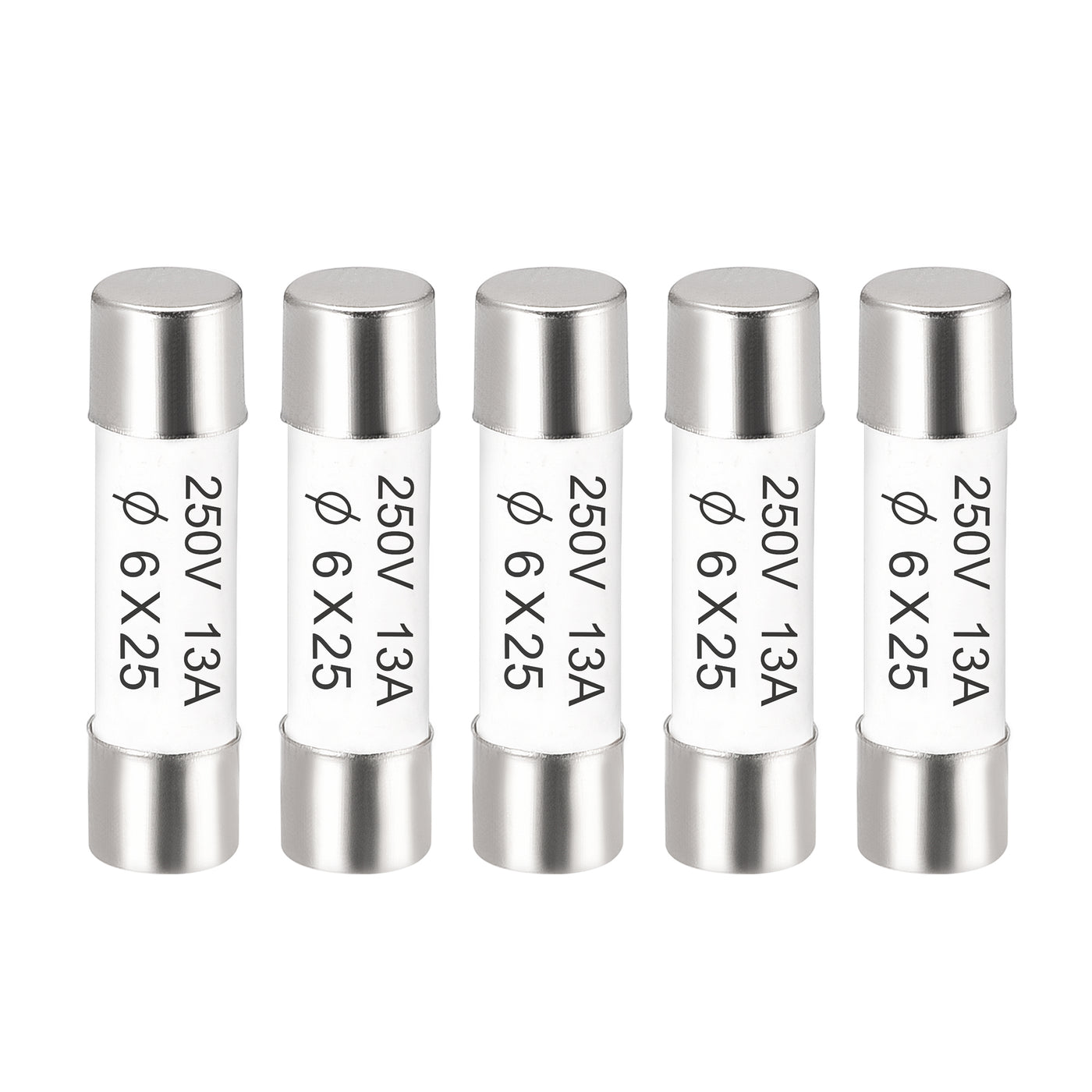 uxcell Uxcell Ceramic Cartridge Fuses 13A 250V 6x25mm Fast Blow for Energy Saving Lamp 5pcs