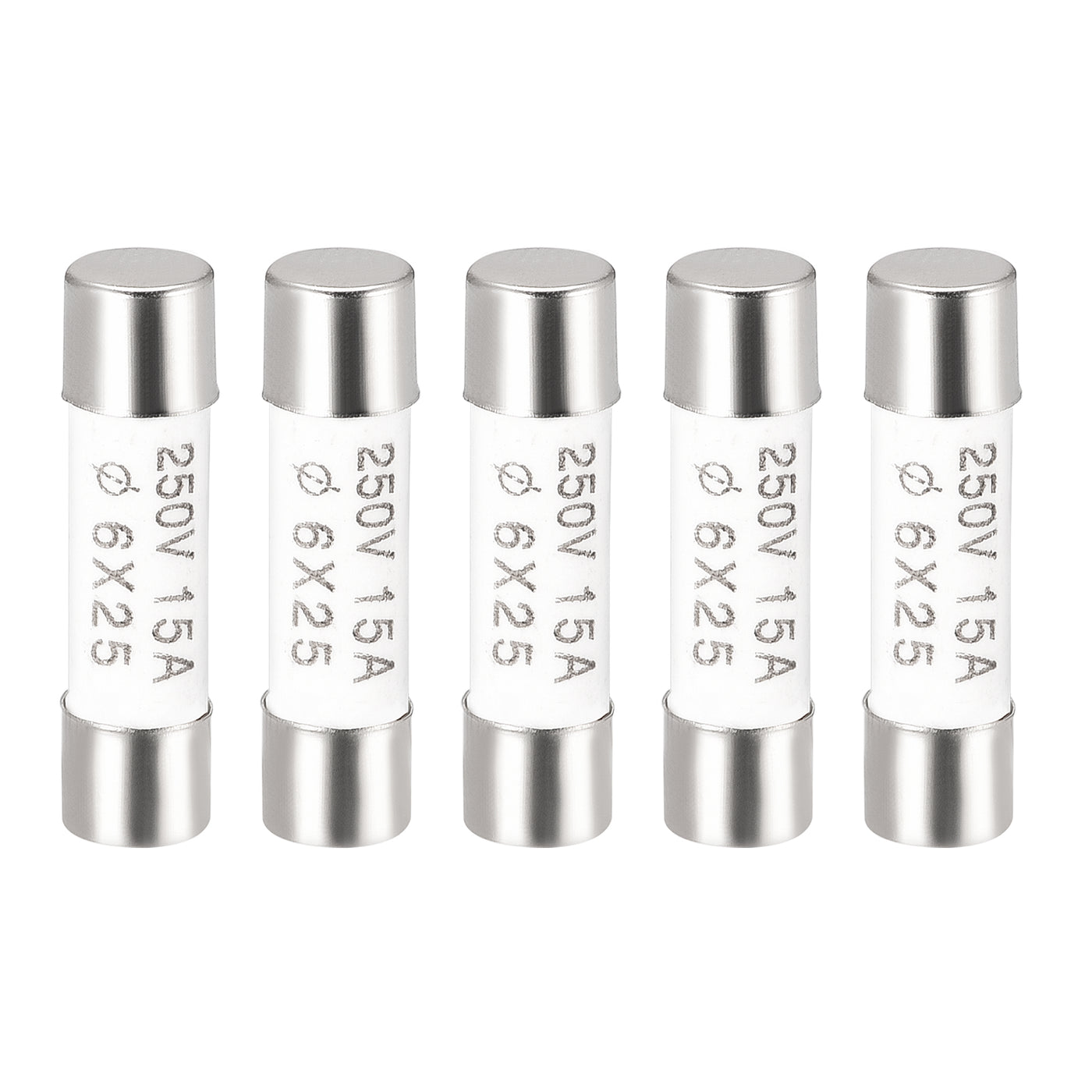 uxcell Uxcell Ceramic Cartridge Fuses 15A 250V 6x25mm Fast Blow for Energy Saving Lamp 5pcs