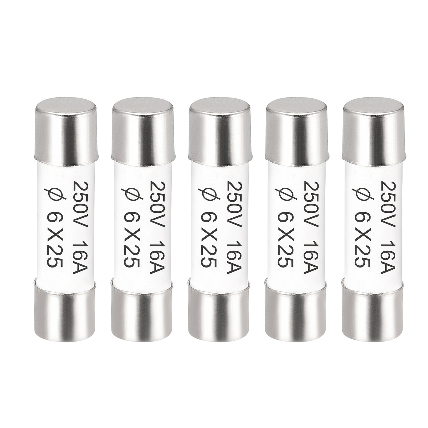 uxcell Uxcell Ceramic Cartridge Fuses 16A 250V 6x25mm Fast Blow for Energy Saving Lamp 5pcs