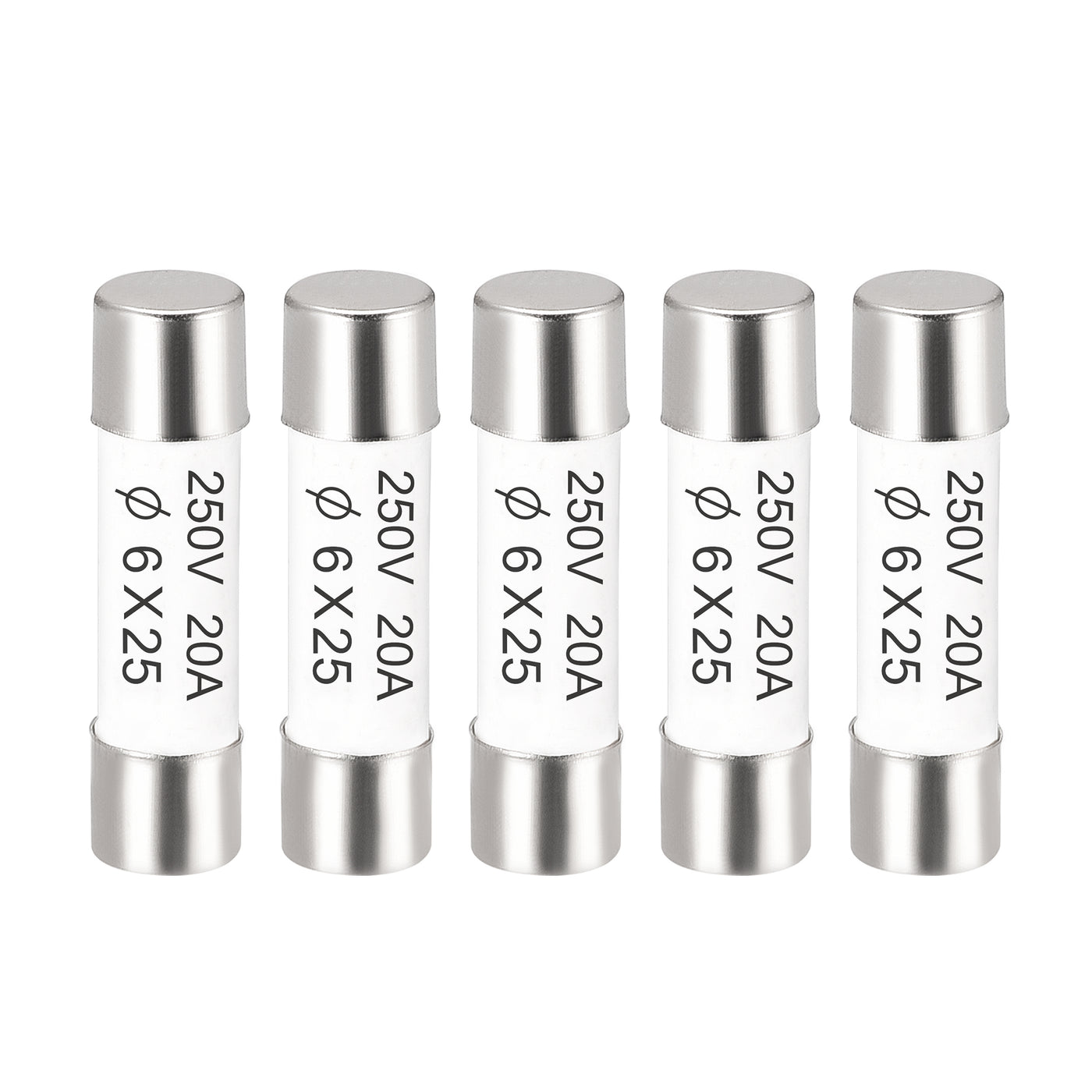uxcell Uxcell Ceramic Cartridge Fuses 20A 250V 6x25mm Fast Blow for Energy Saving Lamp 5pcs