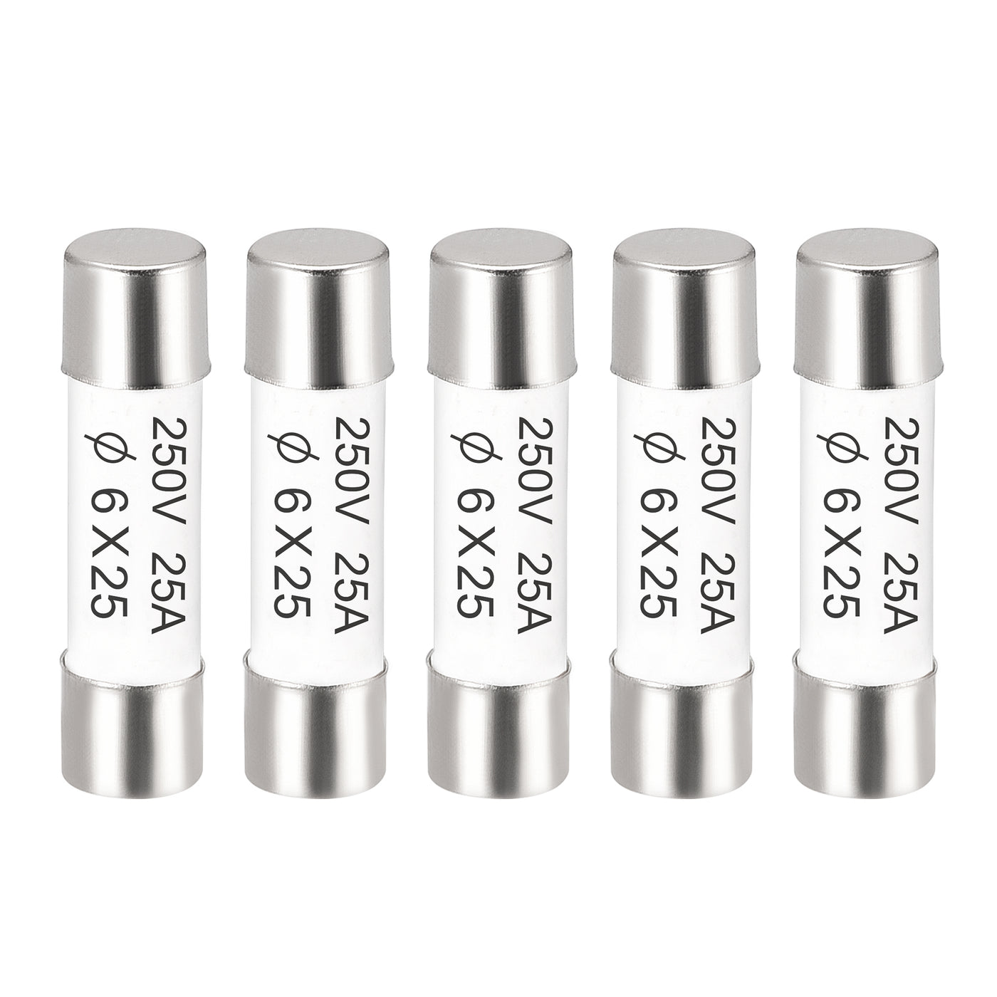 uxcell Uxcell Ceramic Cartridge Fuses 25A 250V 6x25mm Fast Blow for Energy Saving Lamp 5pcs
