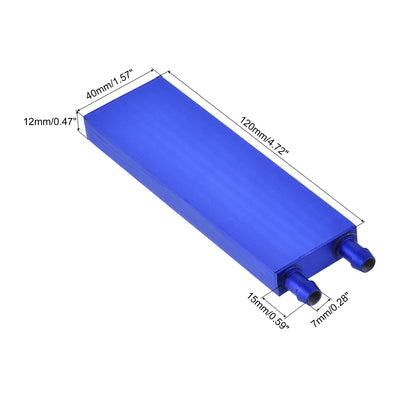 Harfington Uxcell Aluminum Water Cooling Block 120x40mm Heatsink with Side Nozzle Blue