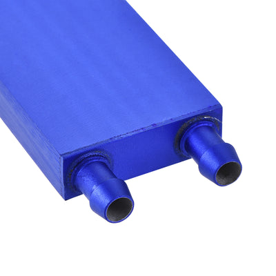 Harfington Uxcell Aluminum Water Cooling Block 120x40mm Heatsink with Side Nozzle Blue
