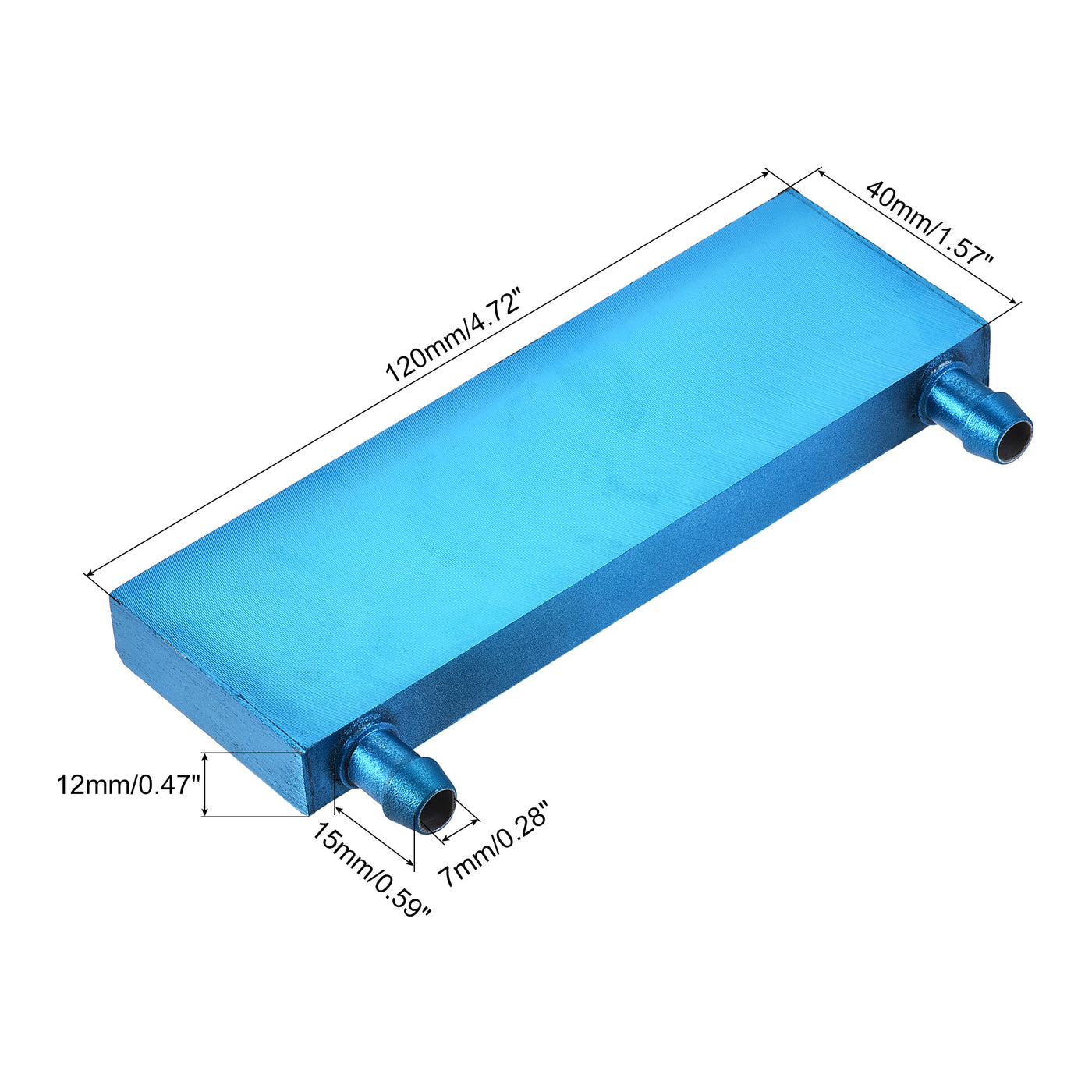 uxcell Uxcell Aluminum Water Cooling Block 120x40x12mm Heatsink with Side Nozzle Blue