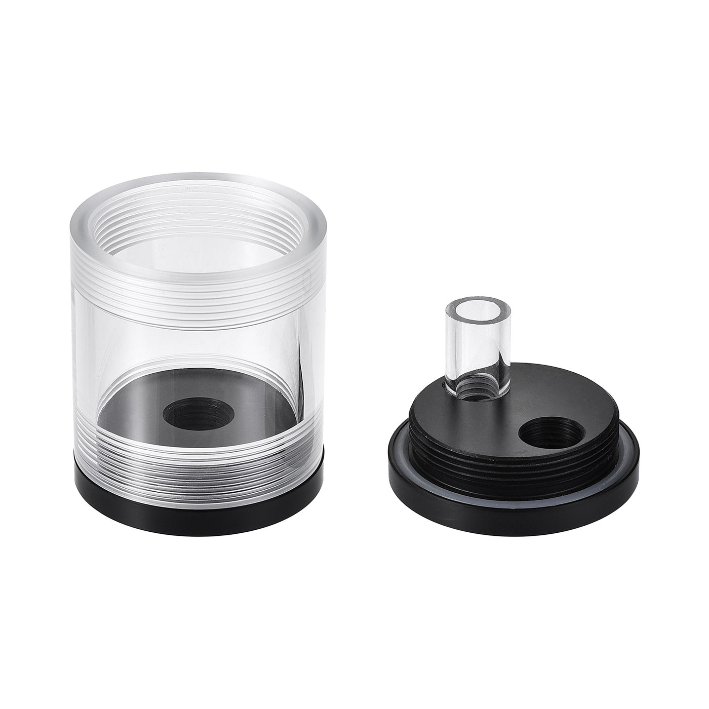 uxcell Uxcell Water Cooling Tank 50mm x 60mm Acrylic and POM 1 In 2 Out for PC CPU Cooled