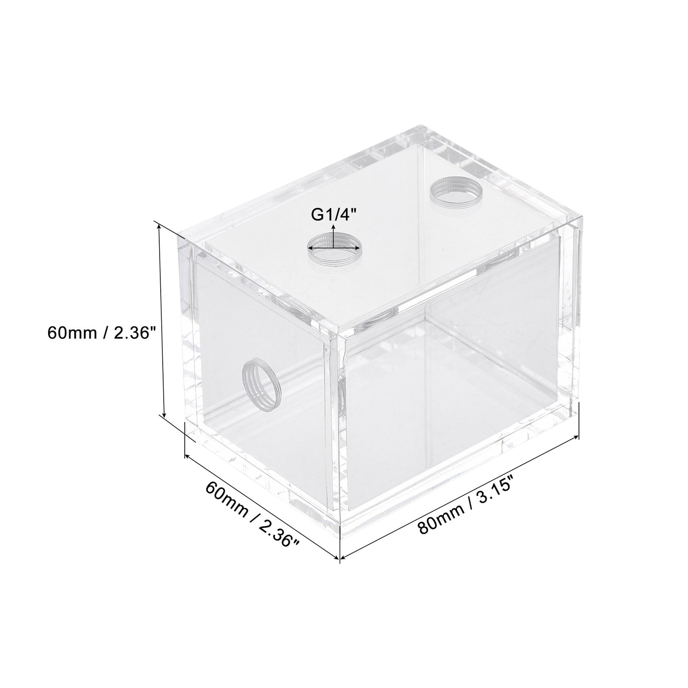 uxcell Uxcell Acrylic Water Cooling Tank 80x60x60mm with 3 Hole for Computer CPU Cooled