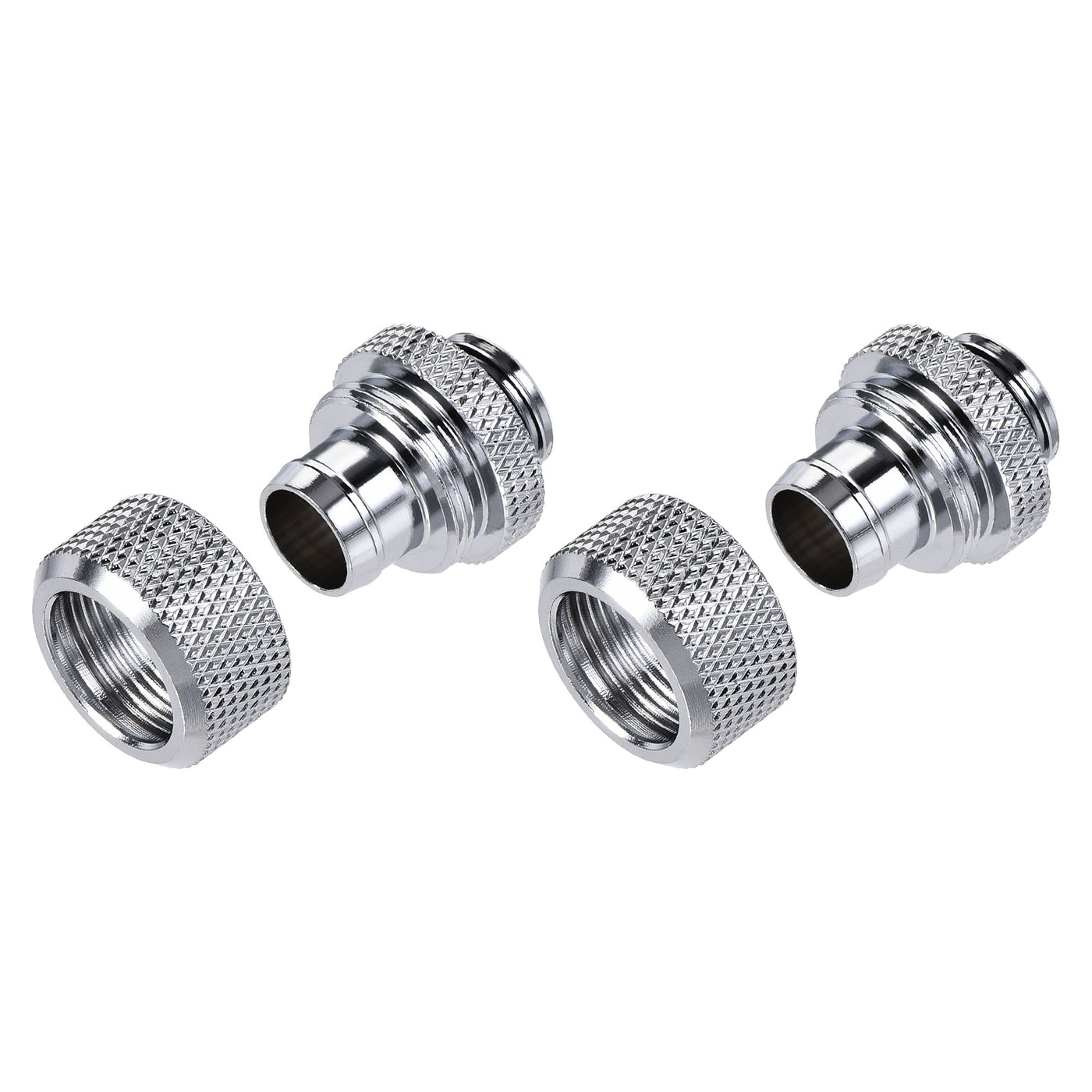 uxcell Uxcell Hose Fitting Quick Connector Set G1/4 for Water Cooling System Silver 2pcs