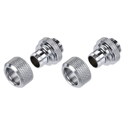 Harfington Uxcell Hose Fitting Quick Connector Set G1/4 for Water Cooling System Silver 2pcs