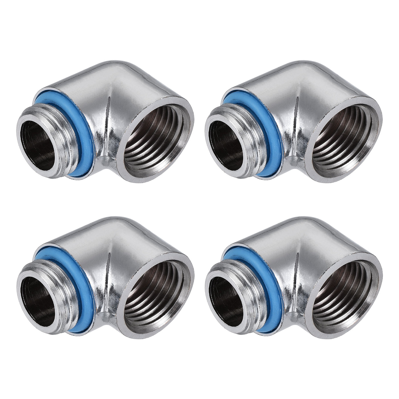 uxcell Uxcell 90° Male to Female Extender Fitting G1/4 for Water Cooling System Silver 4pcs