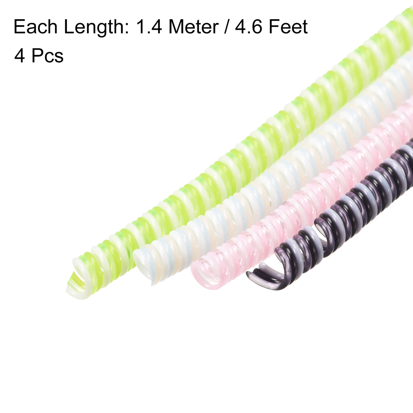 uxcell Uxcell Spiral Cable Protector for USB Cord Sleeve 4.6 Feet Each, Pink,White,Green,Black