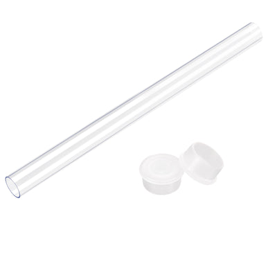 Harfington Uxcell Polycarbonate Rigid Round Clear Tubing 20mm(0.78 Inch)IDx21mm(0.82 Inch)ODx230mm(9 Inch) Length Plastic Storage Transparent Tube with Lids