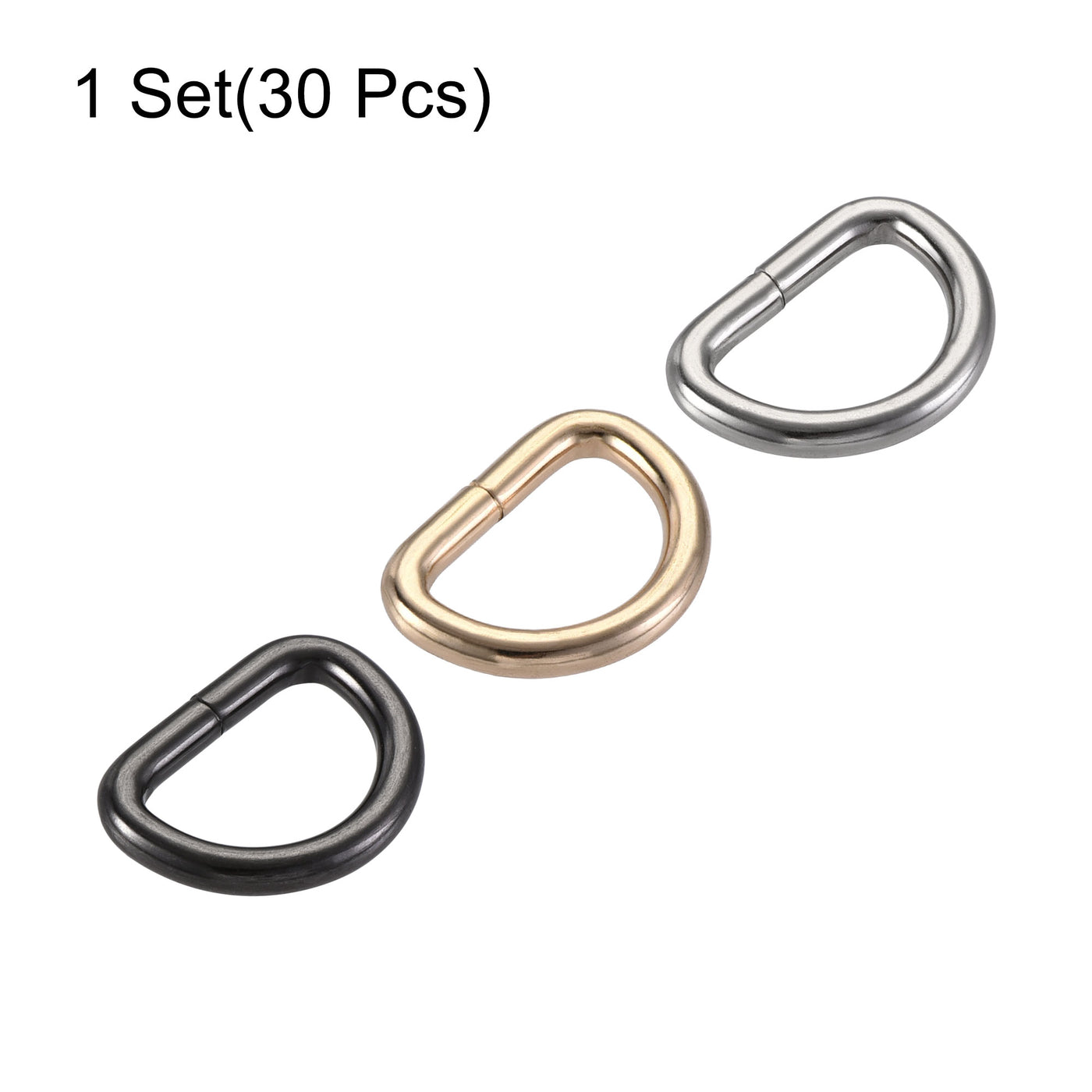 uxcell Uxcell Metal D Ring 0.79"(20mm) D-Rings Buckle Gold Tone, Silver Tone, Black(Total 30pcs)