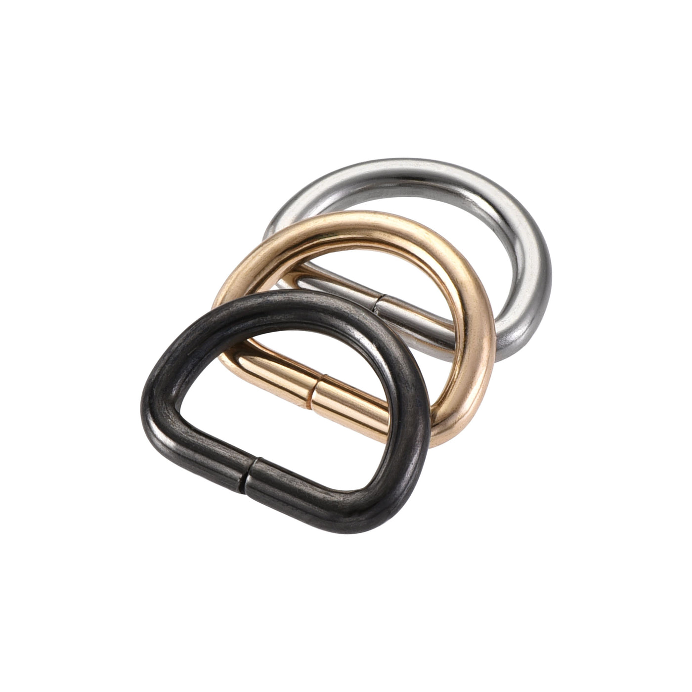 uxcell Uxcell Metal D Ring 0.79"(20mm) D-Rings Buckle Gold Tone, Silver Tone, Black(Total 30pcs)