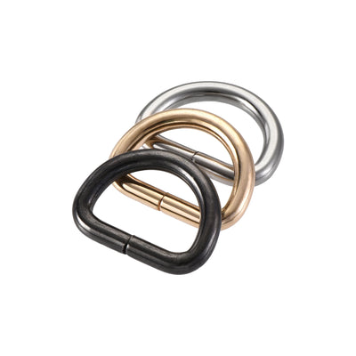 Harfington Uxcell Metal D Ring 0.79"(20mm) D-Rings Buckle Gold Tone, Silver Tone, Black(Total 30pcs)