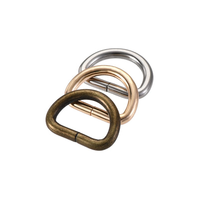 Harfington Uxcell Metal D Ring 0.79"(20mm) D-Rings Buckle Gold Tone, Silver Tone, Bronze Tone(Total 15pcs)