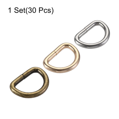 Harfington Uxcell Metal D Ring 0.79"(20mm) D-Rings Buckle Gold Tone, Silver Tone, Bronze Tone(Total 30pcs)