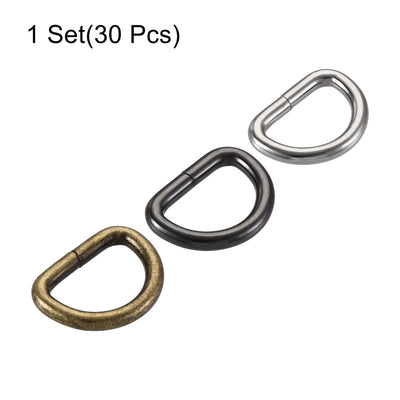 Harfington Uxcell Metal D Ring 0.79"(20mm) D-Rings Buckle Silver Tone, Bronze Tone, Black(Total 30pcs)