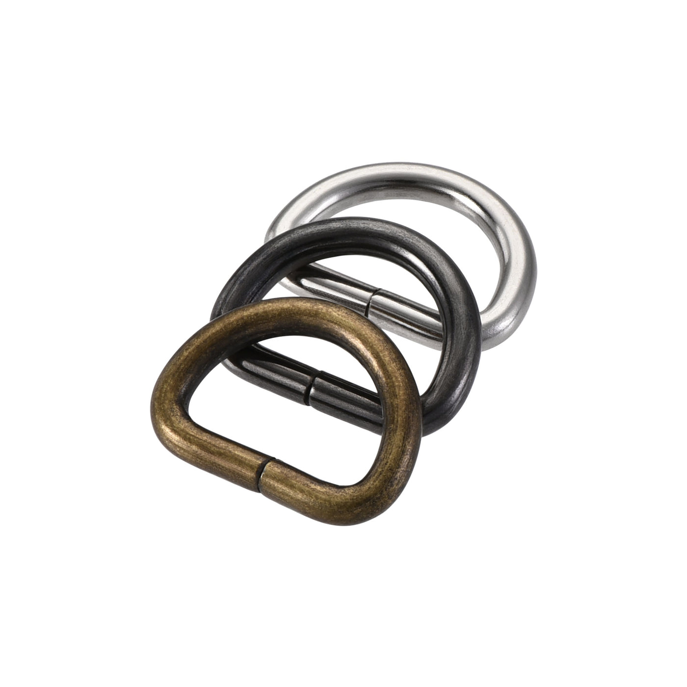 uxcell Uxcell Metal D Ring 0.79"(20mm) D-Rings Buckle Silver Tone, Bronze Tone, Black(Total 30pcs)