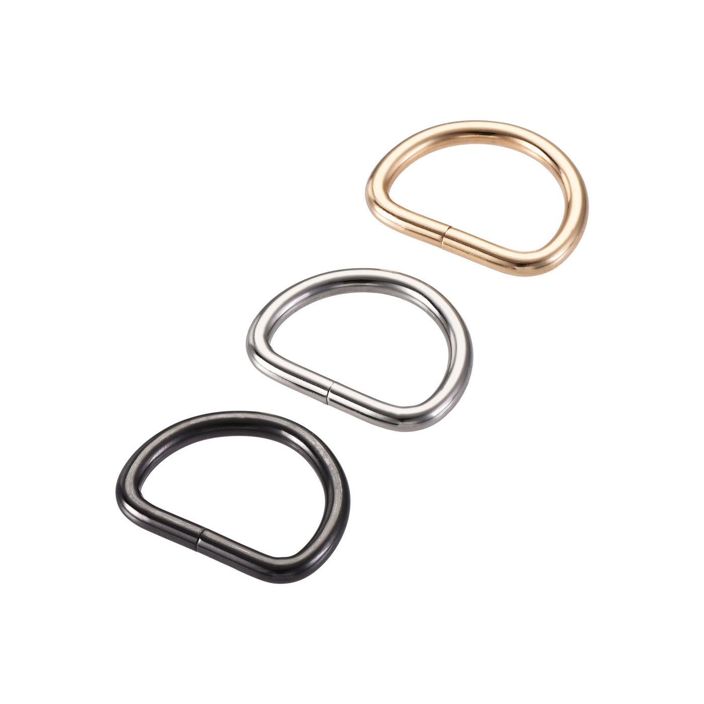 uxcell Uxcell Metal D Ring 0.98"(25mm) D-Rings Buckle Silver Tone, Gold Tone, Black(Total 15pcs)