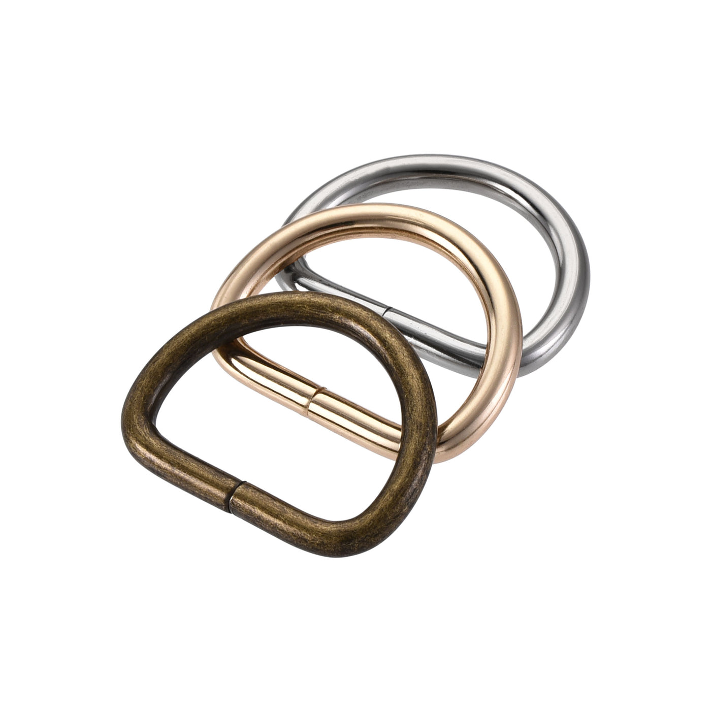 uxcell Uxcell Metal D Ring 1.06"(27mm) D-Rings Buckle Silver Tone, Gold Tone, Bronze Tone(Total 15pcs)