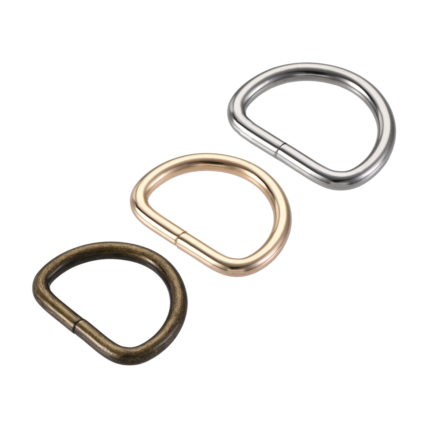 uxcell Uxcell Metal D Ring 1.06"(27mm) D-Rings Buckle Silver Tone, Gold Tone, Bronze Tone(Total 15pcs)