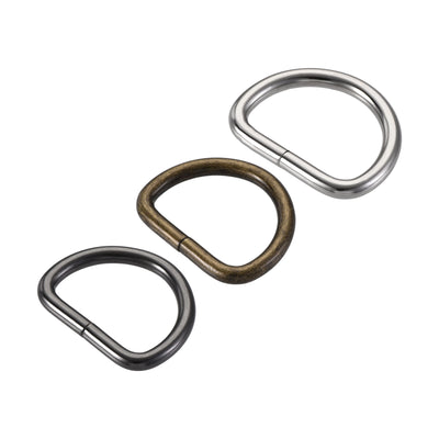 Harfington Uxcell Metal D Ring 1.06"(27mm) D-Rings Buckle Silver Tone, Bronze Tone, Black(Total 15pcs)