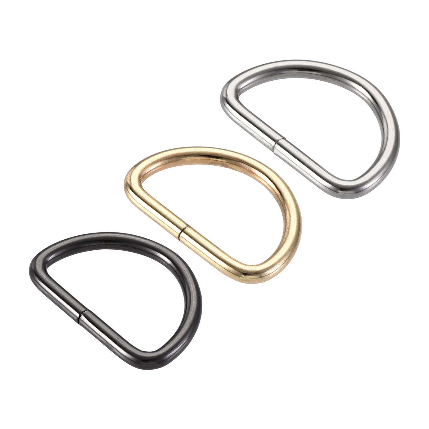 uxcell Uxcell Metal D Ring 1.26"(32mm) D-Rings Buckle Silver Tone, Gold Tone, Black(Total 15pcs)