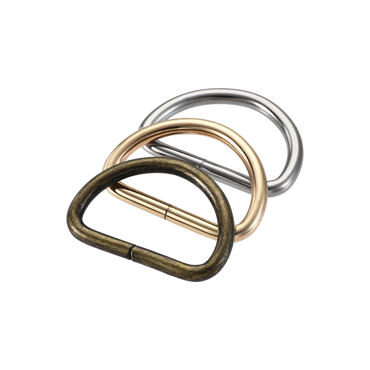 uxcell Uxcell Metal D Ring 1.26"(32mm) D-Rings Buckle Silver Tone, Gold Tone, Bronze Tone(Total 15pcs)