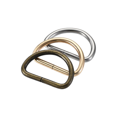 Harfington Uxcell Metal D Ring 1.26"(32mm) D-Rings Buckle Silver Tone, Gold Tone, Bronze Tone(Total 15pcs)