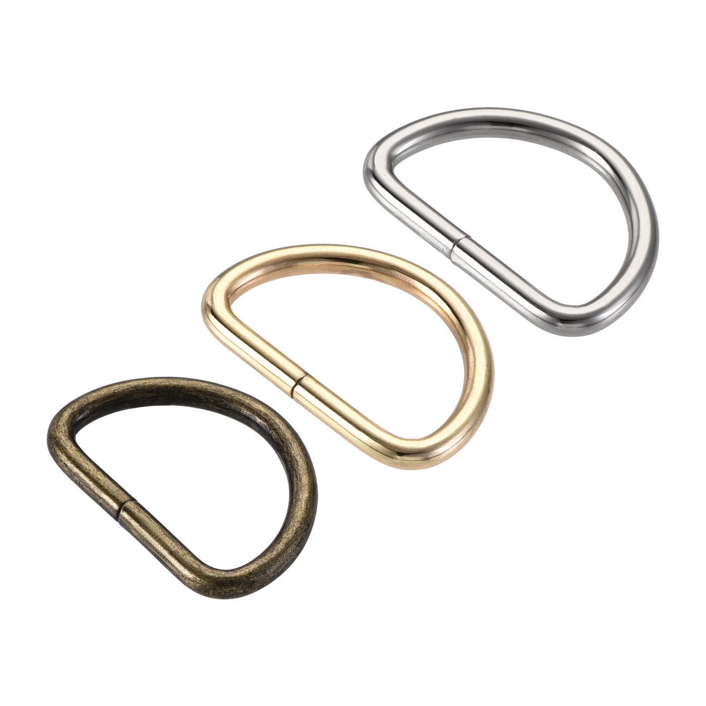 uxcell Uxcell Metal D Ring 1.26"(32mm) D-Rings Buckle Silver Tone, Gold Tone, Bronze Tone(Total 15pcs)