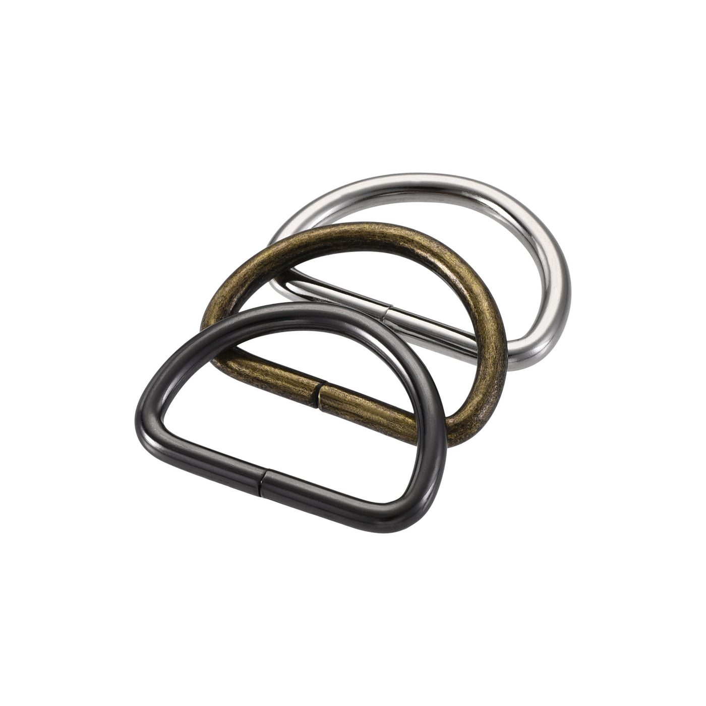 uxcell Uxcell Metal D Ring 1.26"(32mm) D-Rings Buckle Silver Tone, Bronze Tone, Black(Total 15pcs)