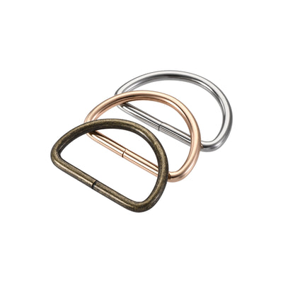 Harfington Uxcell Metal D Ring 1.5"(38mm) D-Rings Buckle Silver Tone, Gold Tone, Bronze Tone(Total 15pcs)