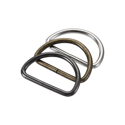 Harfington Uxcell Metal D Ring 1.5"(38mm) D-Rings Buckle Silver Tone, Bronze Tone, Black(Total 15pcs)
