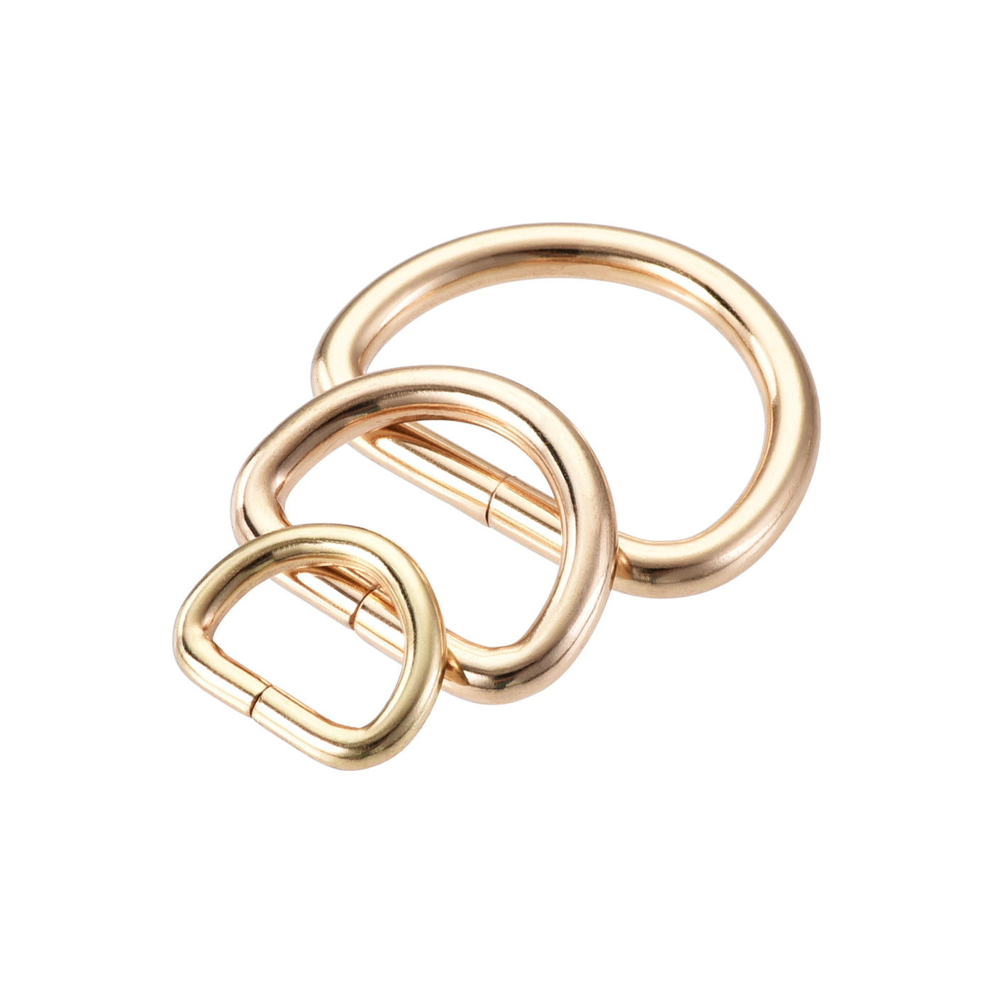 uxcell Uxcell Metal D Ring 13mm 20mm 27mm D-Rings Buckle Gold Tone 3 Size(Total 60pcs)