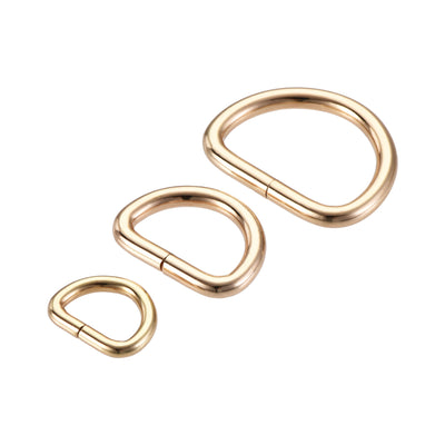 Harfington Uxcell Metal D Ring 13mm 20mm 27mm D-Rings Buckle Gold Tone 3 Size(Total 60pcs)