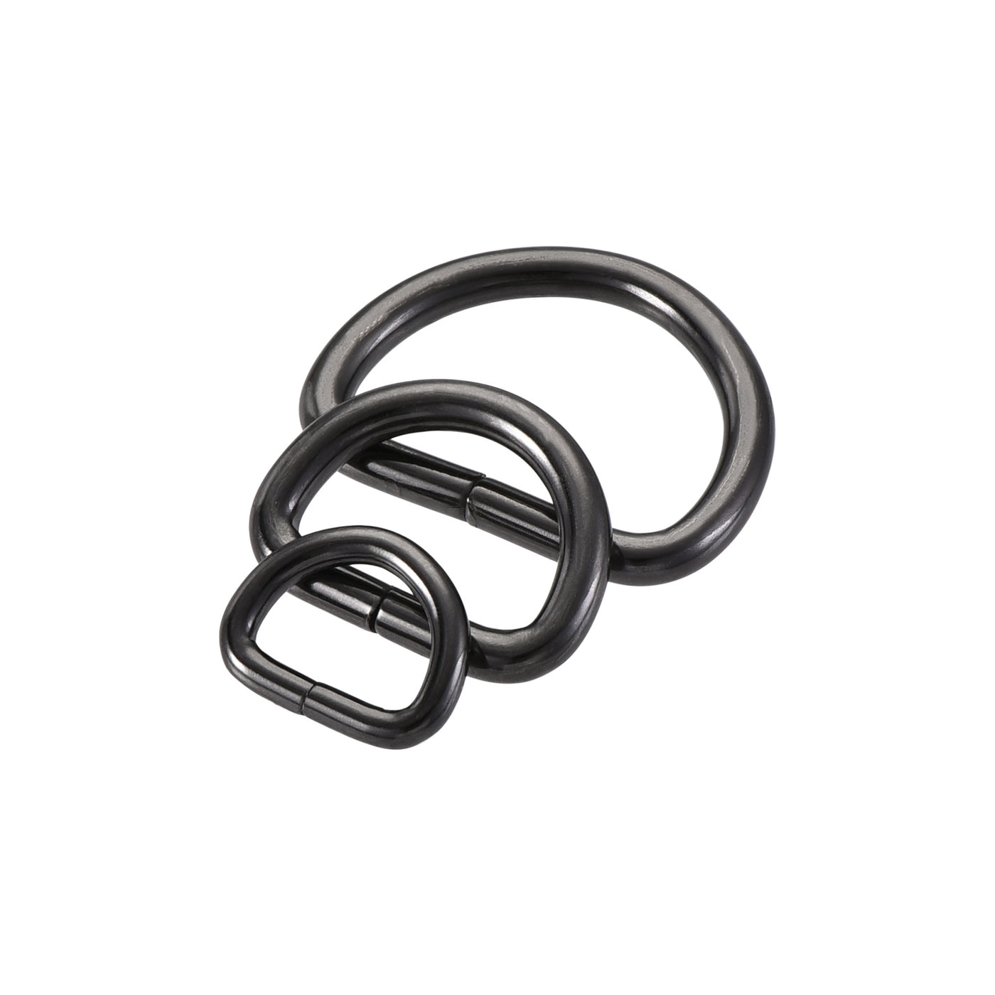 uxcell Uxcell Metal D Ring 13mm 20mm 25mm D-Rings Buckle Black 3 Size(Total 60pcs)