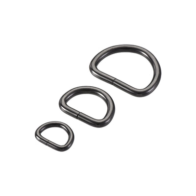 Harfington Uxcell Metal D Ring 13mm 20mm 25mm D-Rings Buckle Black 3 Size(Total 60pcs)