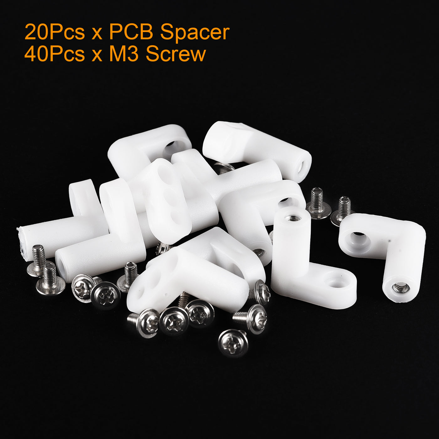 uxcell Uxcell 20Pcs Circuit Board PCB Spacers L Shape Insulated Plastic Fixed Mounting Feet White 0.8'' Supporting Height with M3 Screw