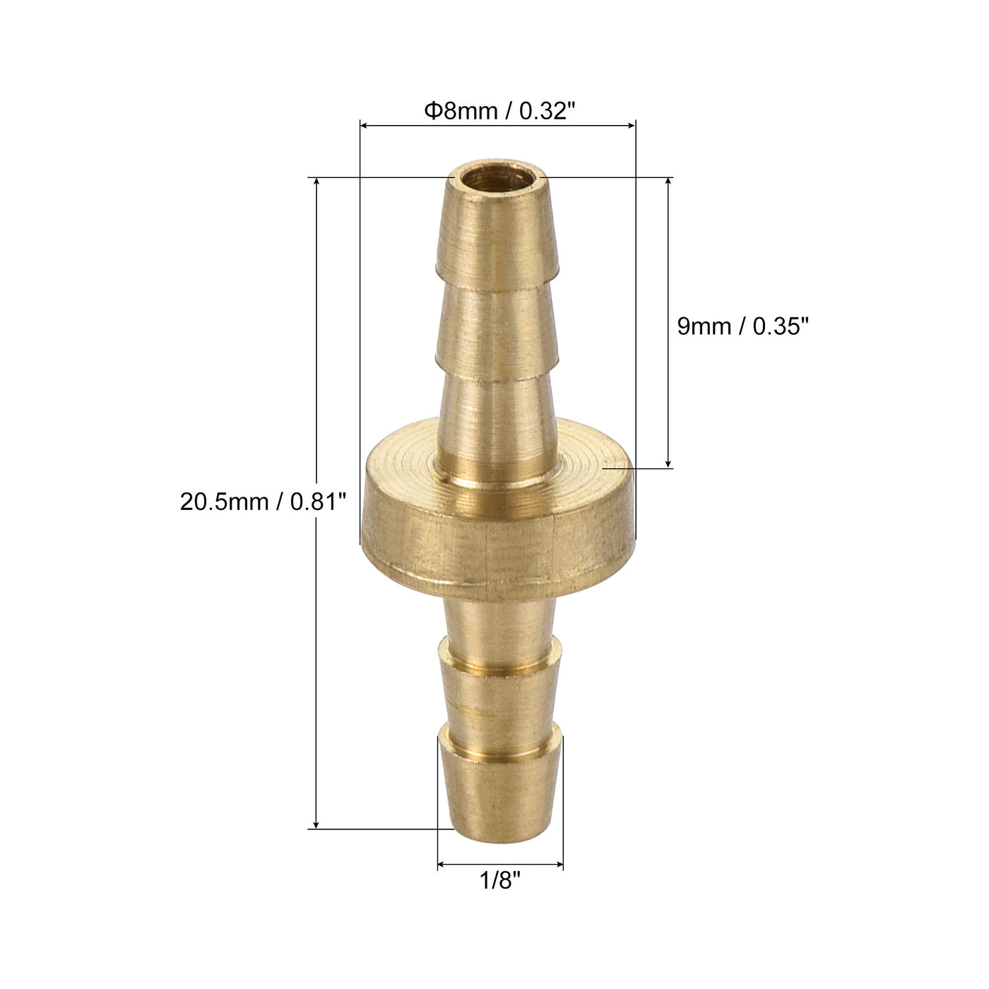 uxcell Uxcell Hose Barb Fitting, 1/8x1/8inch Brass Hollow Straight Quick Connector for Water Fuel Air Oil Gas