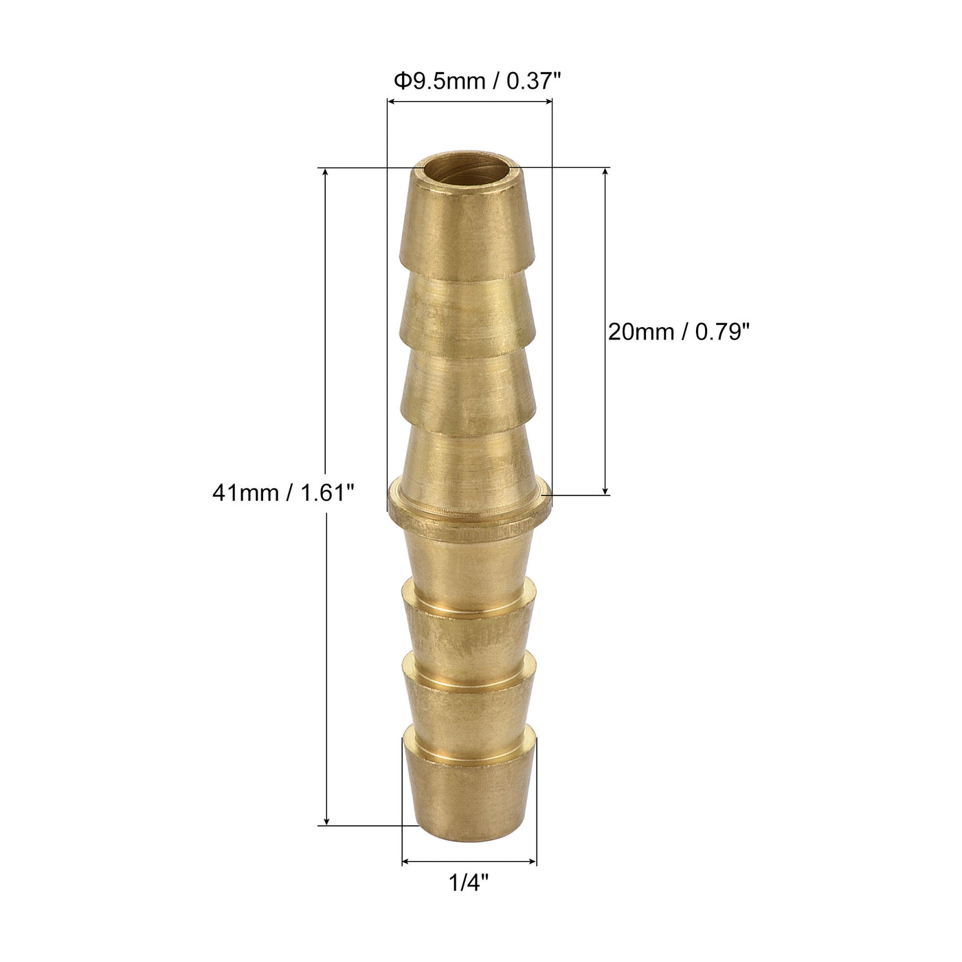 uxcell Uxcell Hose Barb Fitting, 1/4x1/4inch Brass Hollow Straight Quick Connector for Water Fuel Air Oil Gas